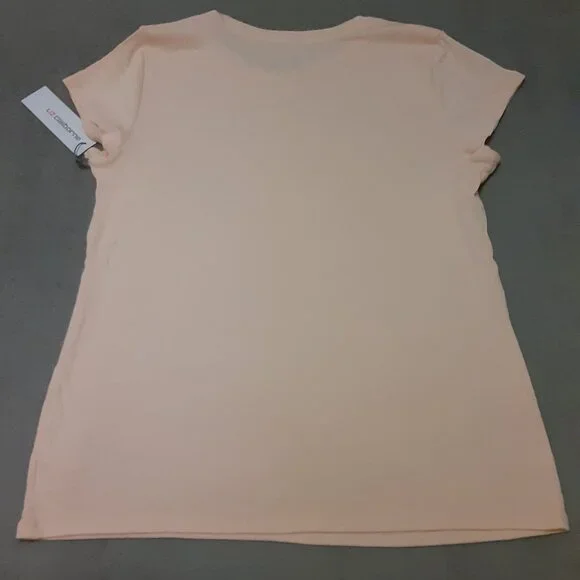 Liz Claiborne Womens Crew Neck Short Sleeve T-Shirt Size XL Light Peach - Picture 2 of 4